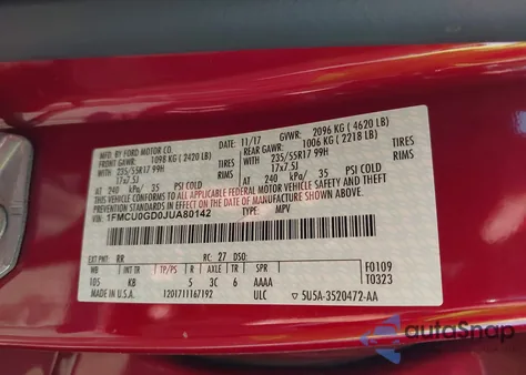 2018 Ford Escape Se z USA, uszkodzony, nr VIN 1FMCU0GD0JUA80142